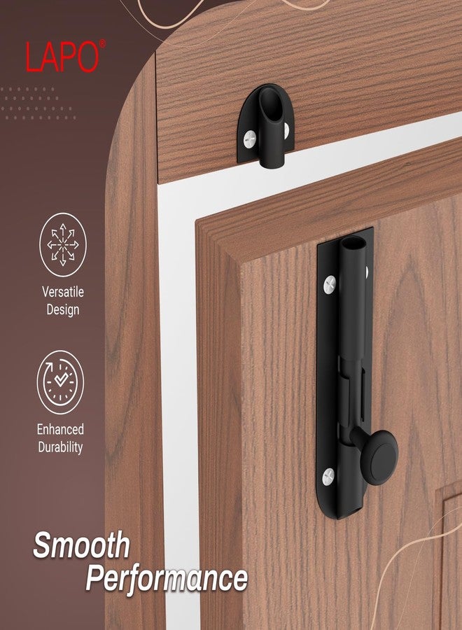 LAPO Heavy Duty Stainless Steel Tower Bolt 4 Inch, Tower Bolt for Main Door and Bathroom, Kundi Door Latch for Bedroom, Chitakni, Tower Bolt for Home,Offices Doors,Windows (Black Finish, Pack of 2) - Image 4